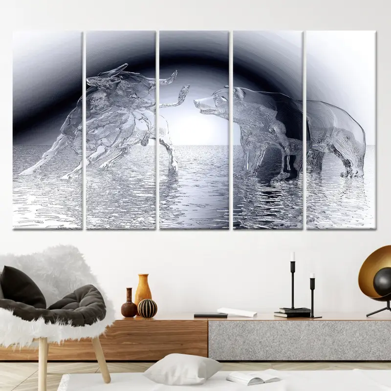 Zarif Soyut Boğa Kanvas Tablo: Ofis Dekoru Başyapıtı