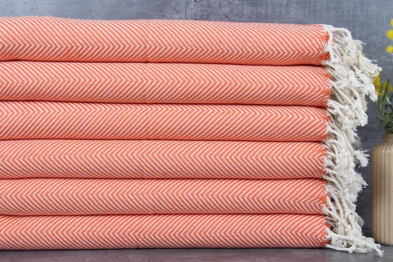 Dish Towel Orange Chevron Washcloth, Beige, Organic Cotton, 20x40 Inches