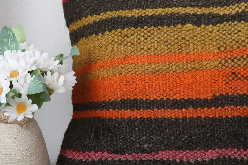 Kilim Rug Pillow Cover, 12x24 Orange Pillow Case, Muted Pillow Sham, Cushion Cover, Kilim Pillow, Handmade Kilim Cushion, Pillow for Sofa - 3