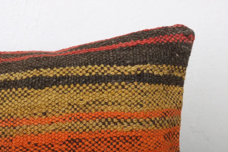 Kilim Rug Pillow Cover, 12x24 Orange Pillow Case, Muted Pillow Sham, Cushion Cover, Kilim Pillow, Handmade Kilim Cushion, Pillow for Sofa - 5