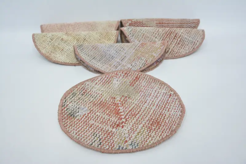 Elegant Red and Beige Circle Placemats, Premium Handcrafted Placemats