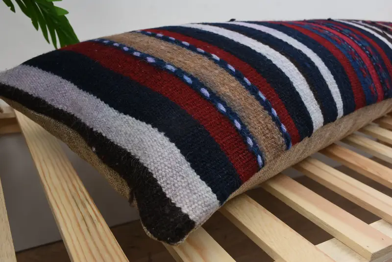 Kilim Pillow, Southwestern Cushion, 16x48 Brown Pillow, Boho Pillow, Vintage Pillow, Cushion, Aesthetic Cushion Case, Garden Pillow Case - 6