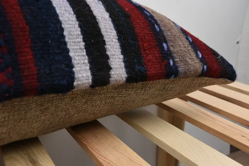 Kilim Pillow, Southwestern Cushion, 16x48 Brown Pillow, Boho Pillow, Vintage Pillow, Cushion, Aesthetic Cushion Case, Garden Pillow Case - 7