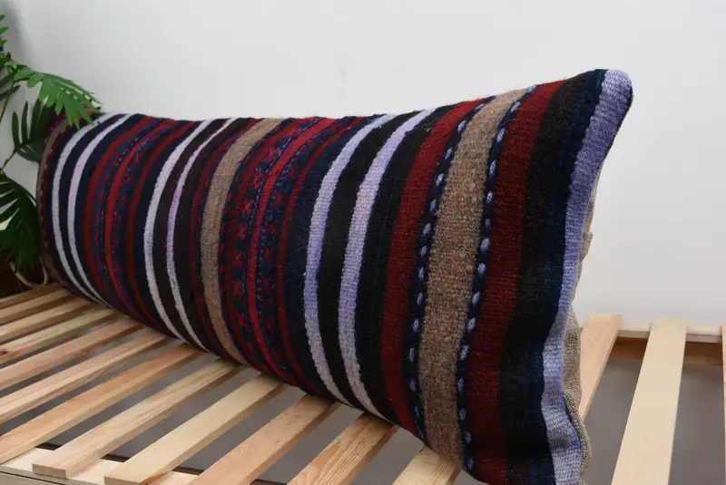 Kilim Pillow, Southwestern Cushion, 16x48 Brown Pillow, Boho Pillow, Vintage Pillow, Cushion, Aesthetic Cushion Case, Garden Pillow Case - 5
