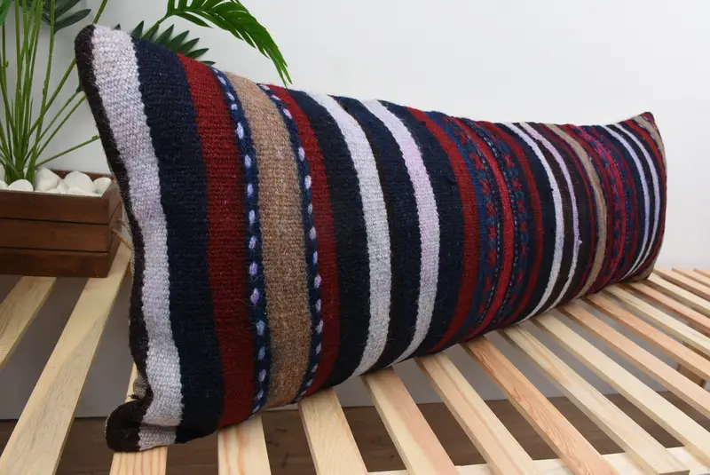 Kilim Pillow, Southwestern Cushion, 16x48 Brown Pillow, Boho Pillow, Vintage Pillow, Cushion, Aesthetic Cushion Case, Garden Pillow Case - 4