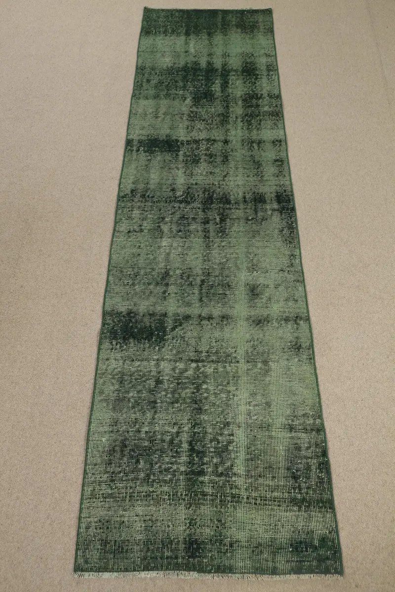 Zarif Yeşil Çiçekli Halı, 0,2x9,4 ft Şık Dekor