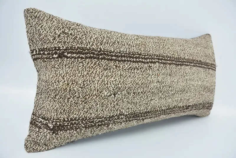 Turkish Rugs Pillow Case, 12x24 Beige Pillow Sham, Kilim Cushion Sham, Boho Pillow, Pillow Cover, Decorative Throw Cushion, Boho Pillow Sham Cover - 3