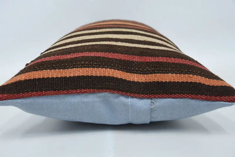 Cushion Cover, Throw Kilim Pillow, Tapestry Pillow, Turkish Bench Pillow Case, Vintage Kilim Pillow, Antique Pillows, 12x20 Brown Cushion Cover - 5