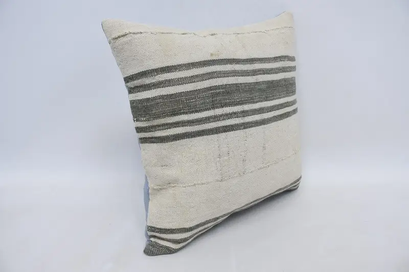 Pillow for Couch, Ethnical Kilim Rug Pillow, 16x16 Beige Cushion Cover, Lounge Throw Pillow Sham, Kilim Pillow Cover, Cushion Cover - 3