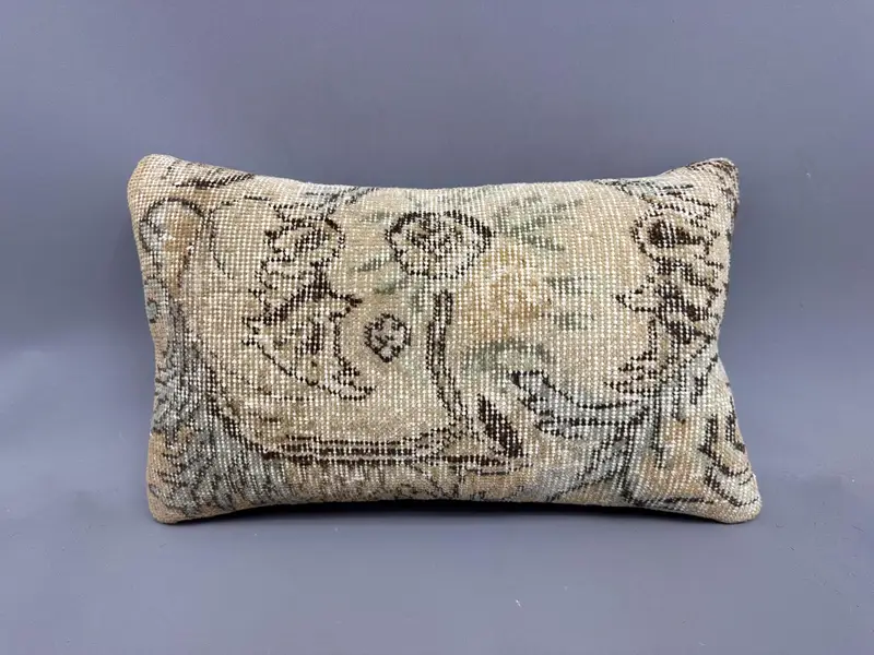 Kilim Cushion Sham, 12x20 Beige Cushion Case, Chair Pillow Case, One Of A Kind Pillow Sham, Boho Pillow, Pillow, Handmade Kilim Cushion - 4