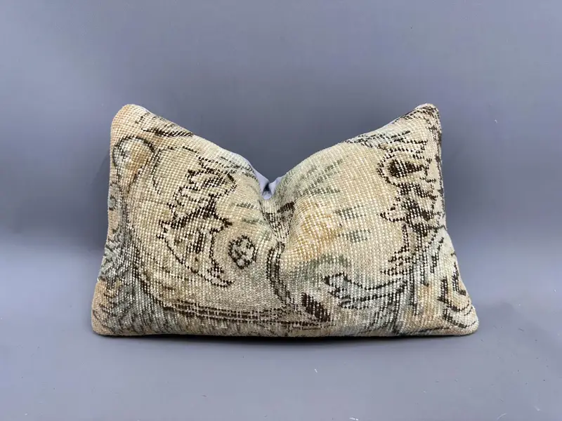 Kilim Cushion Sham, 12x20 Beige Cushion Case, Chair Pillow Case, One Of A Kind Pillow Sham, Boho Pillow, Pillow, Handmade Kilim Cushion - 1
