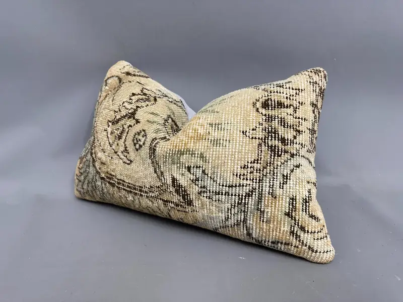 Kilim Cushion Sham, 12x20 Beige Cushion Case, Chair Pillow Case, One Of A Kind Pillow Sham, Boho Pillow, Pillow, Handmade Kilim Cushion - 3