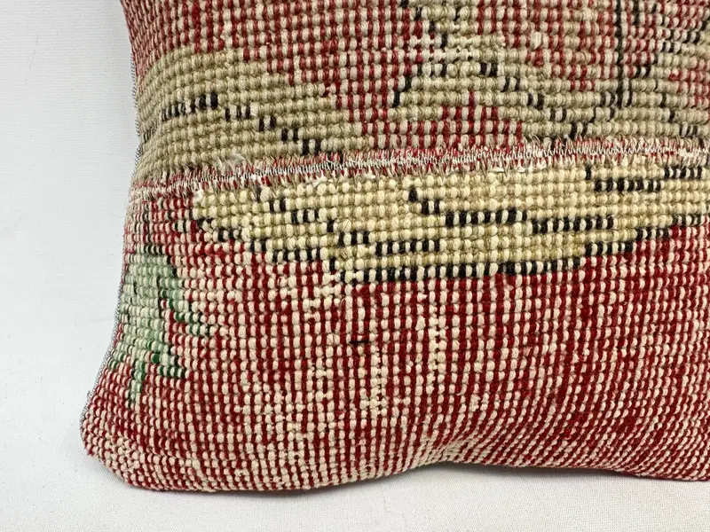 Vintage Kilim Throw Pillow, Ethnic Throw Pillow Sham, Nomadic Pillow, Pillow Sham, Ethnical Kilim Rug Pillow, Gift Pillow, 12x12 Red Pillow Sham - 2