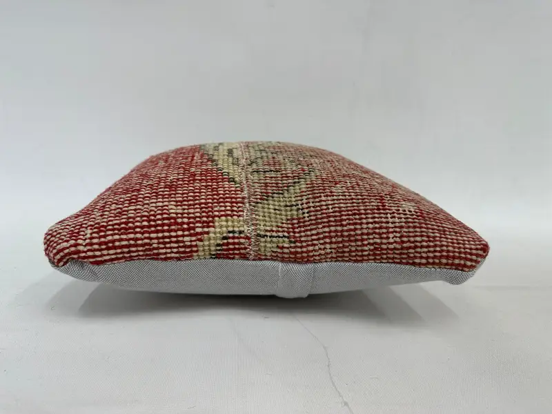 Vintage Kilim Throw Pillow, Ethnic Throw Pillow Sham, Nomadic Pillow, Pillow Sham, Ethnical Kilim Rug Pillow, Gift Pillow, 12x12 Red Pillow Sham - 5