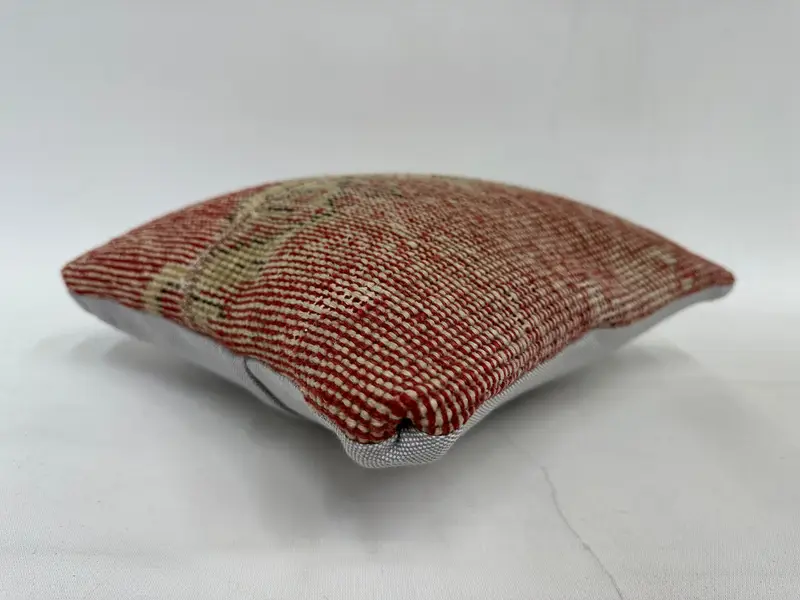 Vintage Kilim Throw Pillow, Ethnic Throw Pillow Sham, Nomadic Pillow, Pillow Sham, Ethnical Kilim Rug Pillow, Gift Pillow, 12x12 Red Pillow Sham - 6