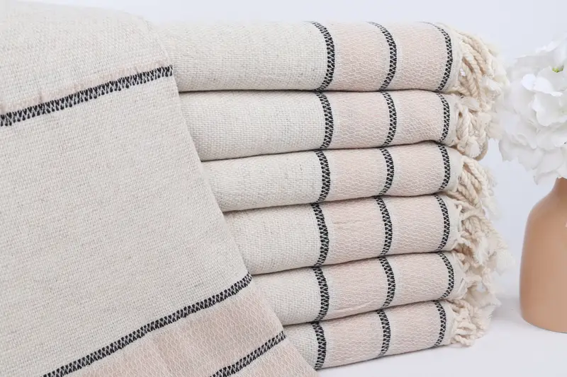 70x36 Linen Striped Towel, Personalized Wedding Gift, Personalized Wedding Gift For Couple, Bridal Shower Gift, Monogrammed Beach Towel, Gym Towel - 1