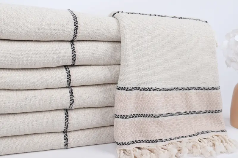 70x36 Linen Striped Towel, Personalized Wedding Gift, Personalized Wedding Gift For Couple, Bridal Shower Gift, Monogrammed Beach Towel, Gym Towel - 2