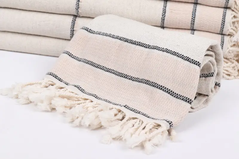 70x36 Linen Striped Towel, Personalized Wedding Gift, Personalized Wedding Gift For Couple, Bridal Shower Gift, Monogrammed Beach Towel, Gym Towel - 4