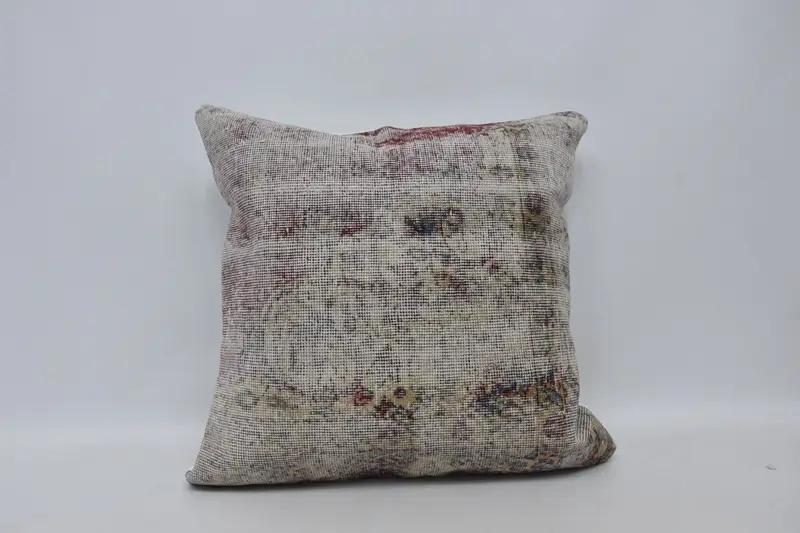 Oriental Cushion, Ethnical Kilim Rug Pillow, Vintage Pillow, 28x28 Beige Pillow Cover, Cushion Case, Seat Pillow Sham, Turkish Kilim Pillow - 1