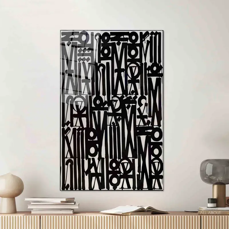 Modern Amerikan Graffiti Kanvas: Zarif Siyah Beyaz Sanatsal Reprodüksiyon