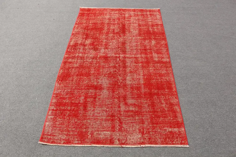 レッド&ベージュストライプラグ、3x6フィートシックな幾何学デザイン