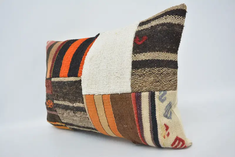Gift Pillow, Boho Pillow, Handmade Throw Pillow Cover, 16x24 White Pillow Case, Kilim Cushion Sham, Turkish Bench Cushion Cover, Cushion Cover - 4