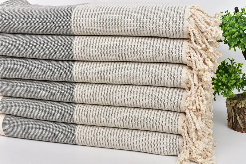 70x40 Cotton Striped Towel, Decorative Towel, Thin towel, Quick-dry peshtemal, Unique Wedding Gift, Summer Towel, Summer Gift, Embroidery Towels - 3