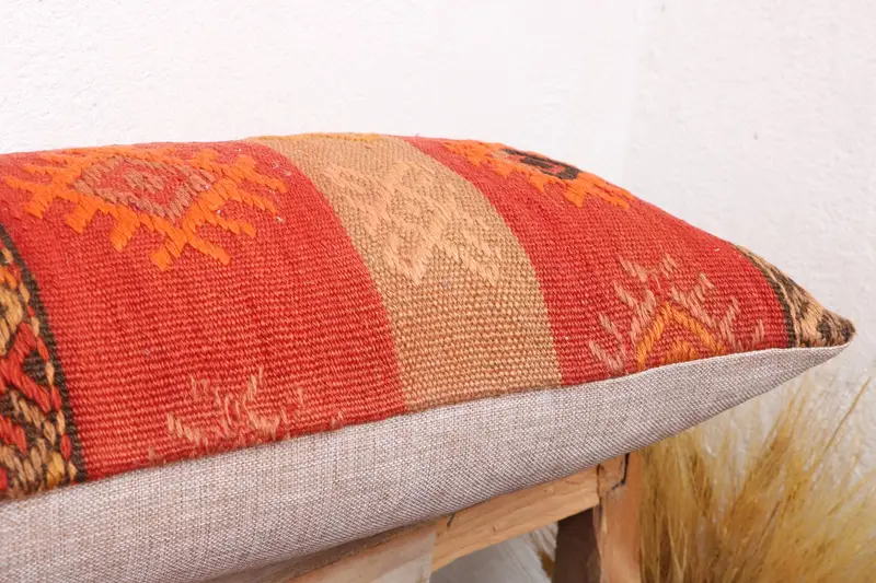 Couch Pillow Cover, Pillow for Couch, 12x36 Red Pillow Cover, Boho Pillow Sham Cover, Turkish Kilim Pillow, Boho Chic Pillow Cover, Cushion Cover - 6