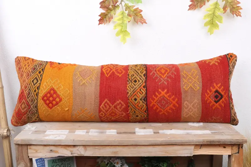 Couch Pillow Cover, Pillow for Couch, 12x36 Red Pillow Cover, Boho Pillow Sham Cover, Turkish Kilim Pillow, Boho Chic Pillow Cover, Cushion Cover - 2