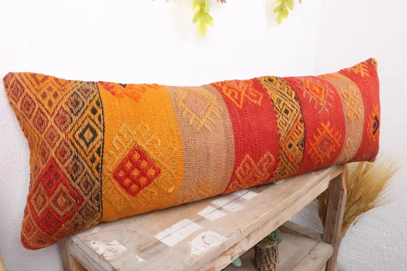Couch Pillow Cover, Pillow for Couch, 12x36 Red Pillow Cover, Boho Pillow Sham Cover, Turkish Kilim Pillow, Boho Chic Pillow Cover, Cushion Cover - 4