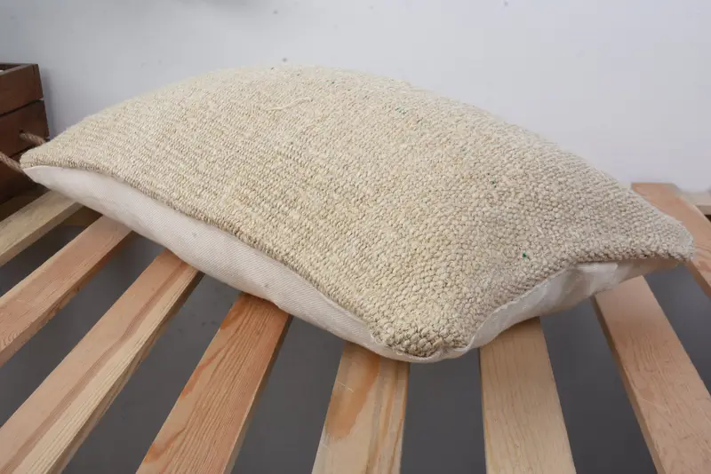 Bench Pillow, Vintage Pillow, Pillow Sham, Turkish Pillow, Outdoor Patio Cushion Cover, Turkish Kilim Pillow, 12x20 Beige Cushion Case - 6