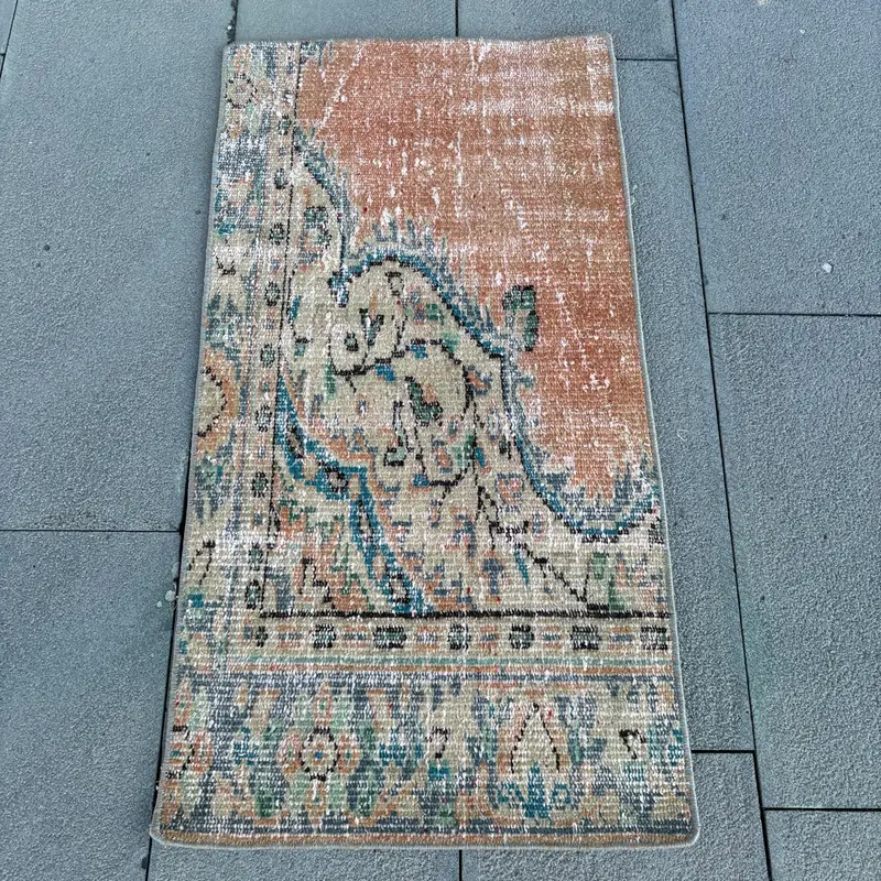 Canlı Fas Halısı, 1,7x3,3 ft Turuncu ve Yeşil