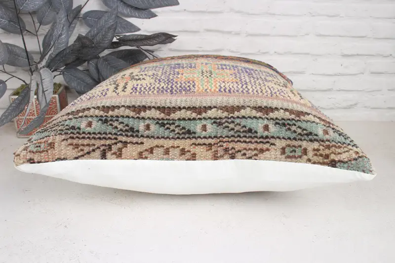 Vintage Kilim Pillow, Boho Pillow, Pillow Cover, Handmade Kilim Cushion, Pattern Throw Pillow Sham, 20x20 Red Pillow Sham, Floor Pillow Cover - 5