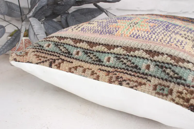 Vintage Kilim Pillow, Boho Pillow, Pillow Cover, Handmade Kilim Cushion, Pattern Throw Pillow Sham, 20x20 Red Pillow Sham, Floor Pillow Cover - 7