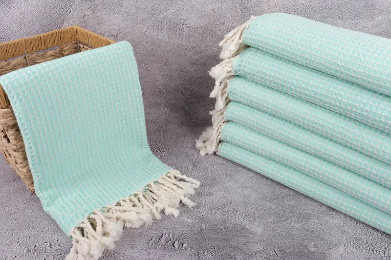 First Wedding Anniversary Gift, Organic Turkish towel, Bridesmaid Favors, Home Decor Gifts, Thin towel, Beach Size Towel, 68x36 Cotton Waffle Towel - 3