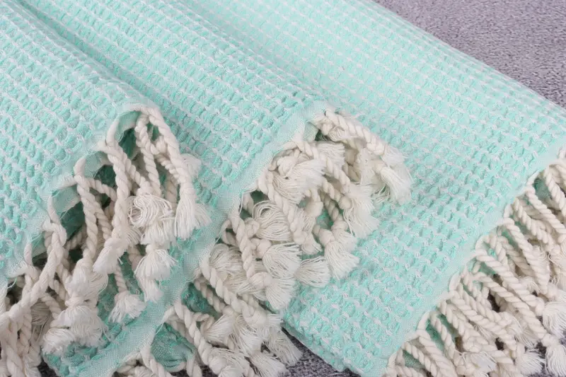 First Wedding Anniversary Gift, Organic Turkish towel, Bridesmaid Favors, Home Decor Gifts, Thin towel, Beach Size Towel, 68x36 Cotton Waffle Towel - 5