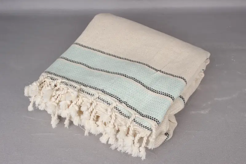 104x96 Cotton Striped Towel, Turkish Tablecloth, Baby Boy Gift, Woven Throw Blanket, Monogram Blanket, Spooky Bachelorette Party, Housewarming Gift - 4
