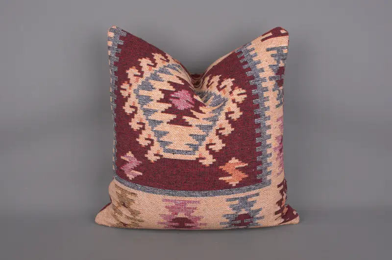 Ethnic Pillow Cover Pillow Cover, Pillow, Vintage Pillow, Kilim Cushion Sham, 24x24 Red Pillow Sham, Bolster Pillow Cover, Pillow for Sofa - 1