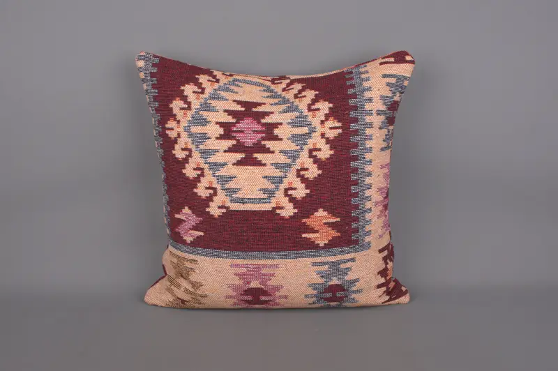 Ethnic Pillow Cover Pillow Cover, Pillow, Vintage Pillow, Kilim Cushion Sham, 24x24 Red Pillow Sham, Bolster Pillow Cover, Pillow for Sofa - 4