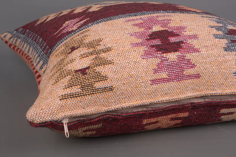 Ethnic Pillow Cover Pillow Cover, Pillow, Vintage Pillow, Kilim Cushion Sham, 24x24 Red Pillow Sham, Bolster Pillow Cover, Pillow for Sofa - 6