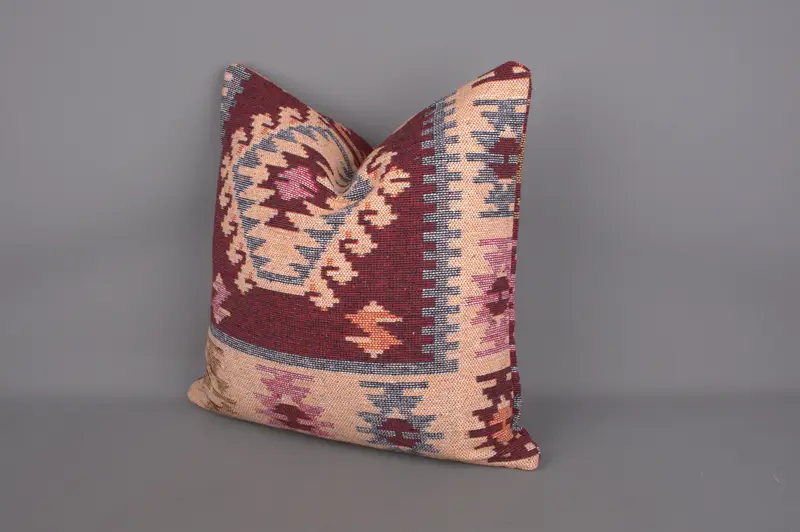 Ethnic Pillow Cover Pillow Cover, Pillow, Vintage Pillow, Kilim Cushion Sham, 24x24 Red Pillow Sham, Bolster Pillow Cover, Pillow for Sofa - 3