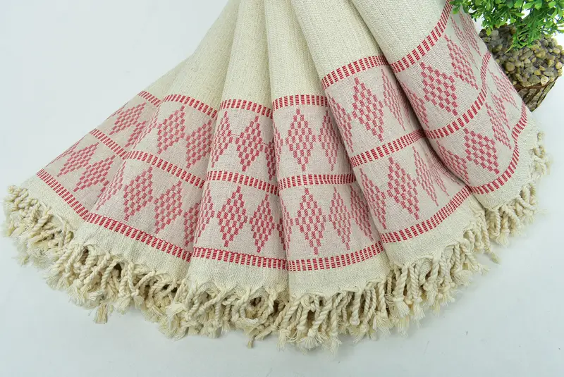 70x36 Linen Kilim Design Towel, Gift For Him, Lightweight Turkish towel for beach, Hammam towel, Bridal Shower Gifts, Beach Towel Bulk, Summer Towel - 4