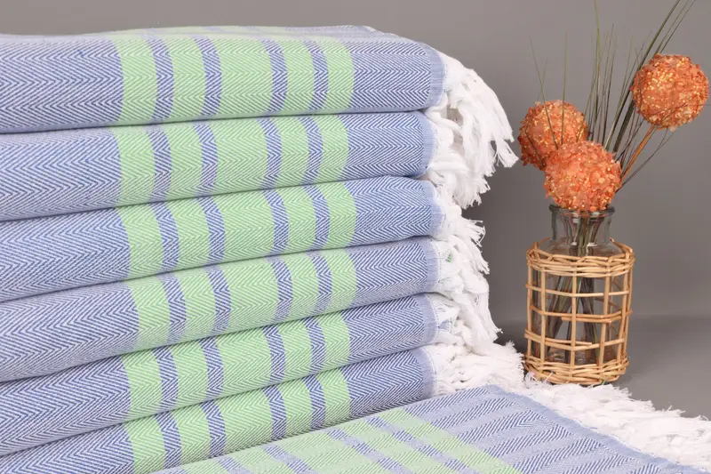 Custom Bath Towel Personalized Turkish Beach Towel Sax Blue-Green 36x67 Inches