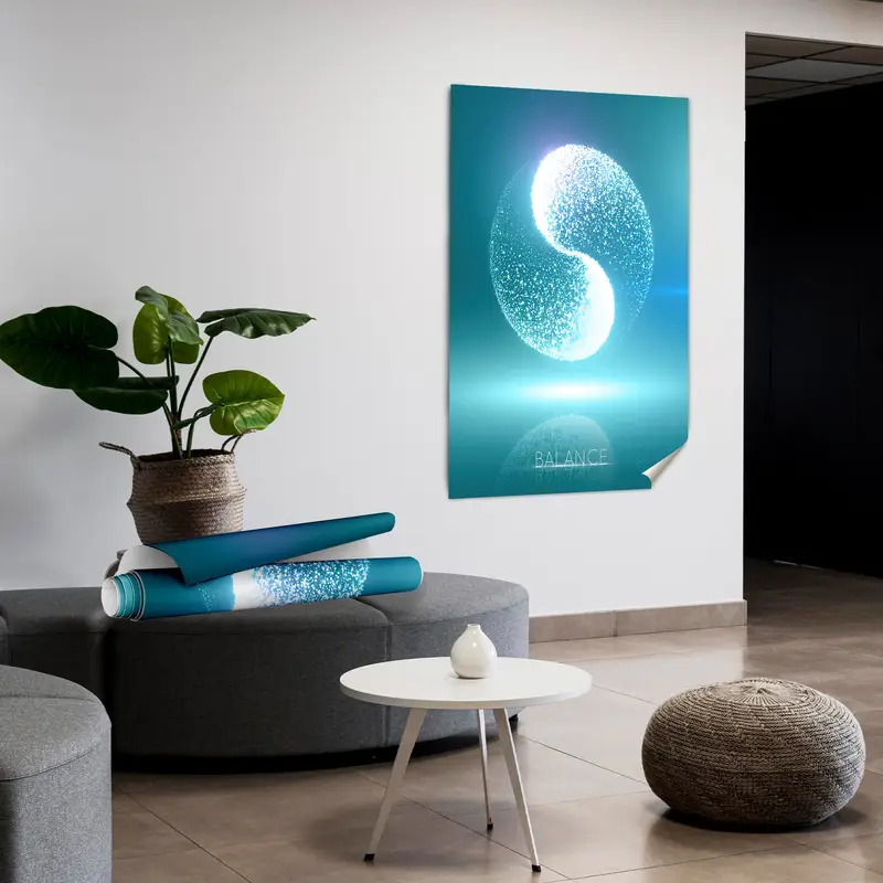 陰陽キャンバス：クリスタル意識とブルー禅サークルアート