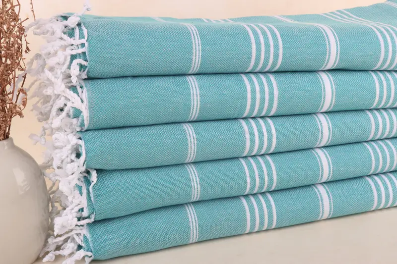 Personalized Bachelorette Towel Dark Turquoise Striped, 40x71 Inches