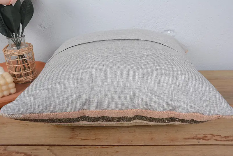 Aesthetic Cushion, Vintage Kilim Pillow, Pillow for Couch, Pillow Sham, Boho Pillow, Outdoor Throw Pillow Cover, 20x20 Beige Pillow - 6