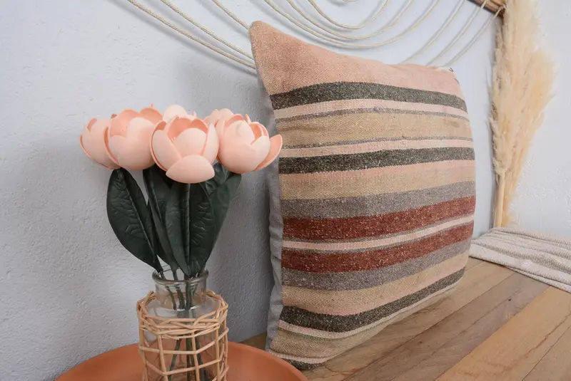 Aesthetic Cushion, Vintage Kilim Pillow, Pillow for Couch, Pillow Sham, Boho Pillow, Outdoor Throw Pillow Cover, 20x20 Beige Pillow - 1