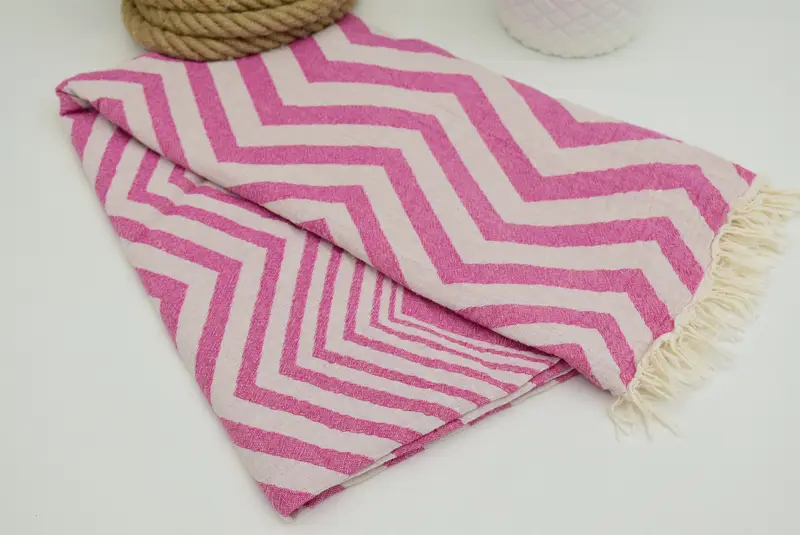 Summer Gift Ideas, Bachelor Gifts, 70x40 Cotton Zigzag Design Towel, Peshtemal, Bridesmaid Gift Towel, Custom Beach Towel, Embroidered Beach Towel - 6