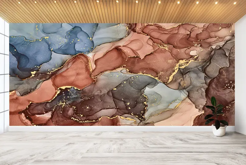 Papierwandkunst, modernes Handlitt, 3D -Hintergrundpapier, modernes Tapepapier, braune und graue Marmorwandkunst, graue Marmorwandkunst, - 9