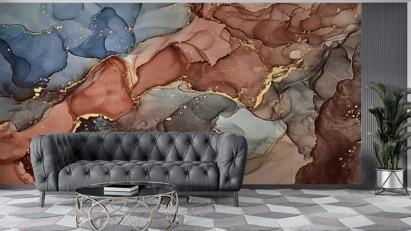 Papierwandkunst, modernes Handlitt, 3D -Hintergrundpapier, modernes Tapepapier, braune und graue Marmorwandkunst, graue Marmorwandkunst, - 7